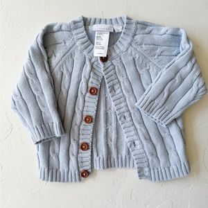 Pale blue Cable knit button cardigan